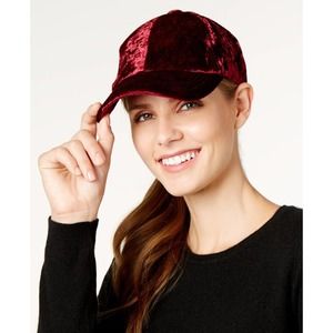 Inc International Concepts brushed velvet baseball cap wine red